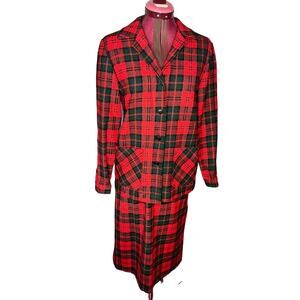 Pendleton 49er jacket skirt suit plaid red green vintage